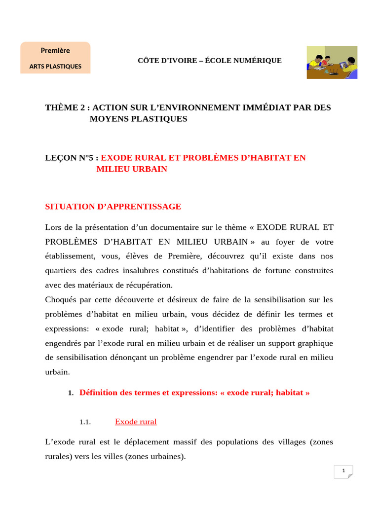 Exode Rural et Habitat Urbain en Côte d'Ivoire | PDF | Dessin