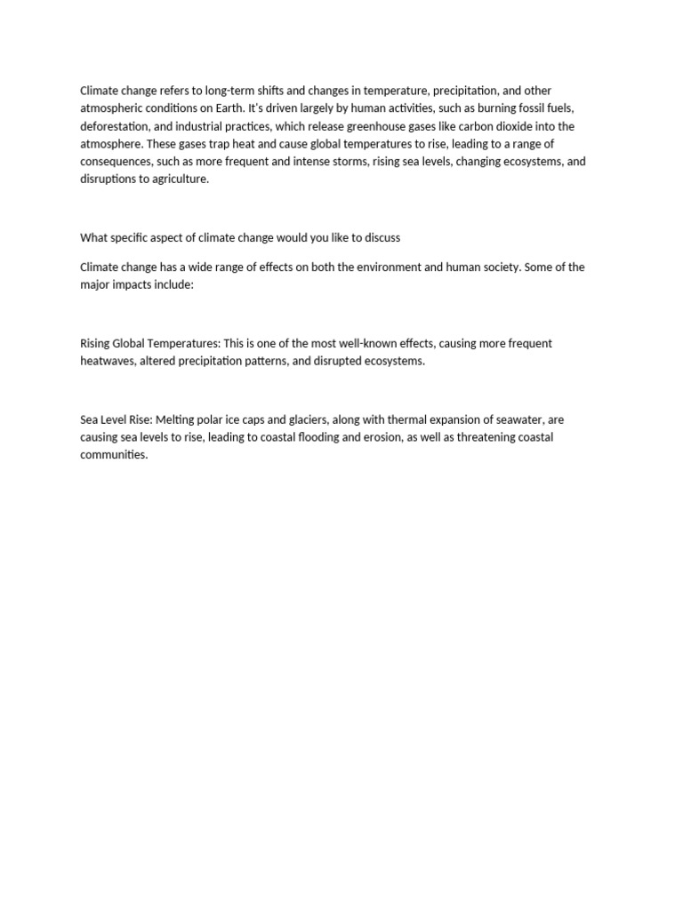 Effects of Climate Change Explained | PDF
