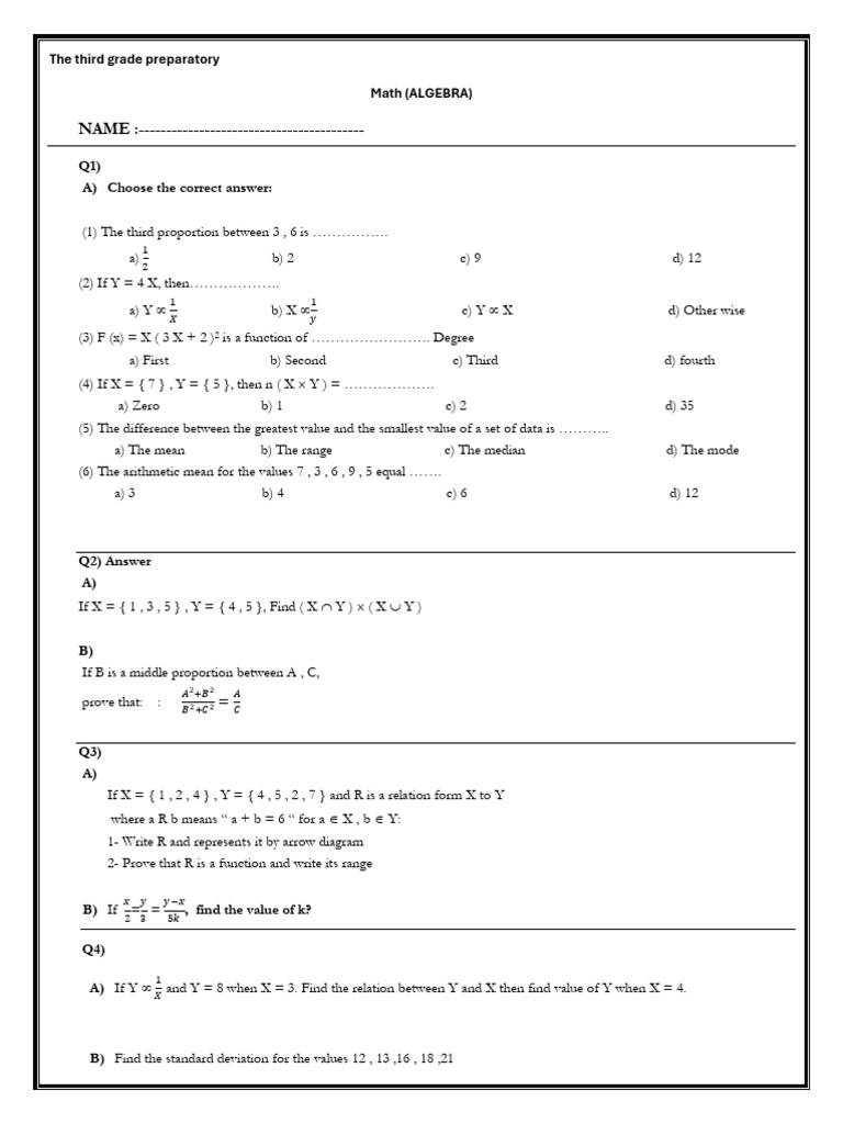 Third Grade Math Prep: Algebra & Geometry | PDF | Line (Geometry ...