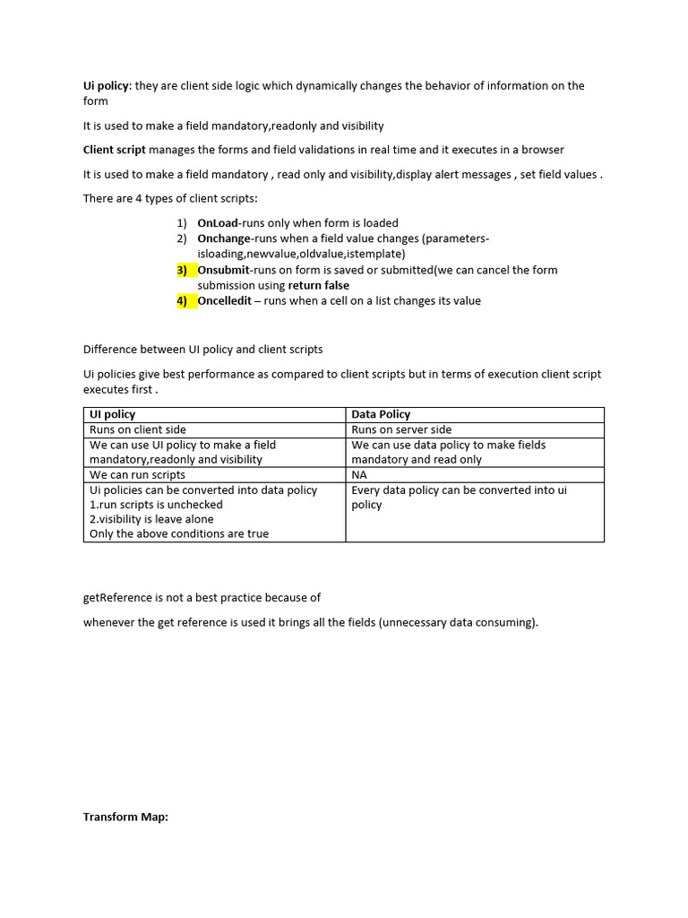 ServiceNow UI Policies and Client Scripts Guide | PDF | Databases | Html