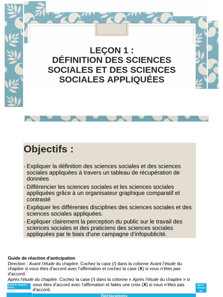 Définition des sciences sociales | PDF | Science | Économie