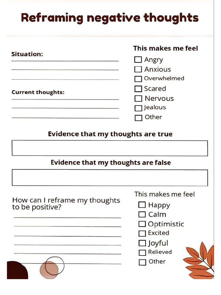 Reframing Negative Thoughts | PDF