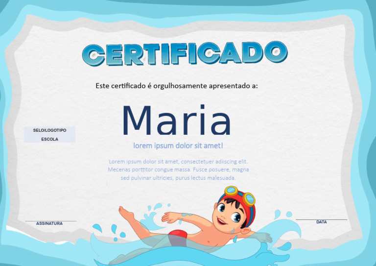 Certificado de Natação Infantil | PDF