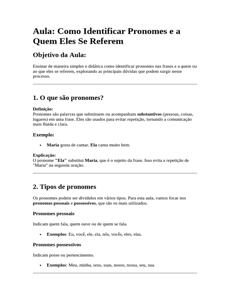 Identificação de Pronomes e Referências | PDF | Pronome | Linguística