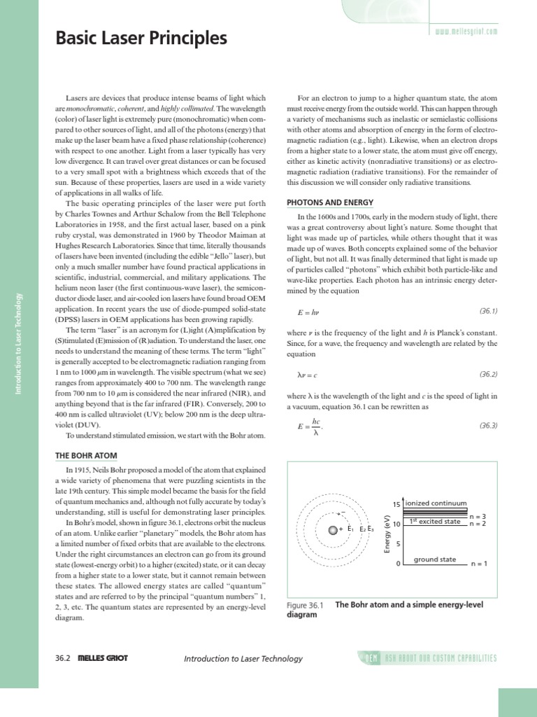 Basic Laser Principles: Photons and Energy | PDF | Laser | Emission ...