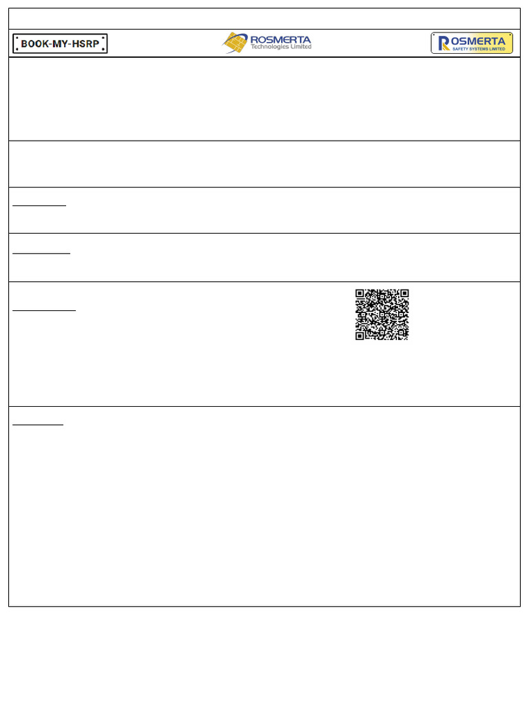 HSRP Appointment Receipt and Details | PDF | Payments