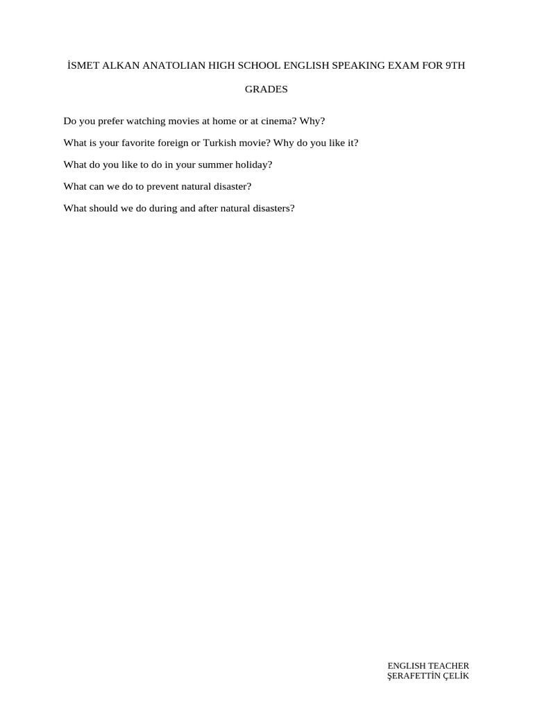 9th Grade English Exam Prep | PDF