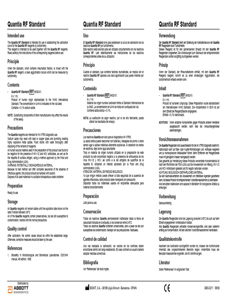 Quantia RF Standard Calibrator | PDF