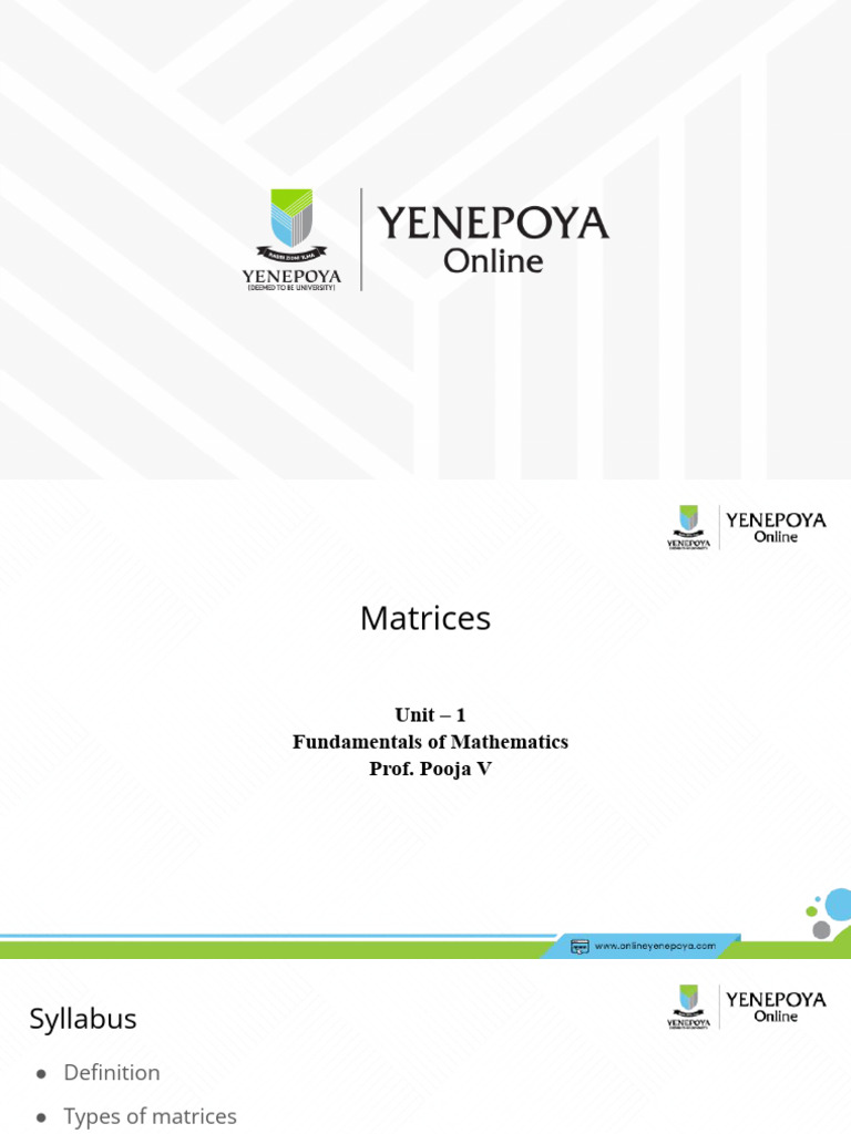 Unit 1 matrices 1 pptx pdf matrix mathematics operator theory
