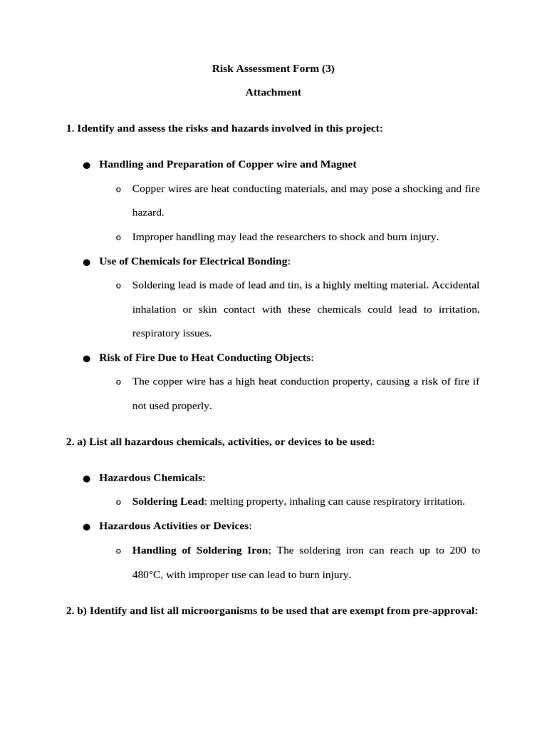 Copper Wire and Chemical Risk Assessment | PDF | Soldering | Hazards