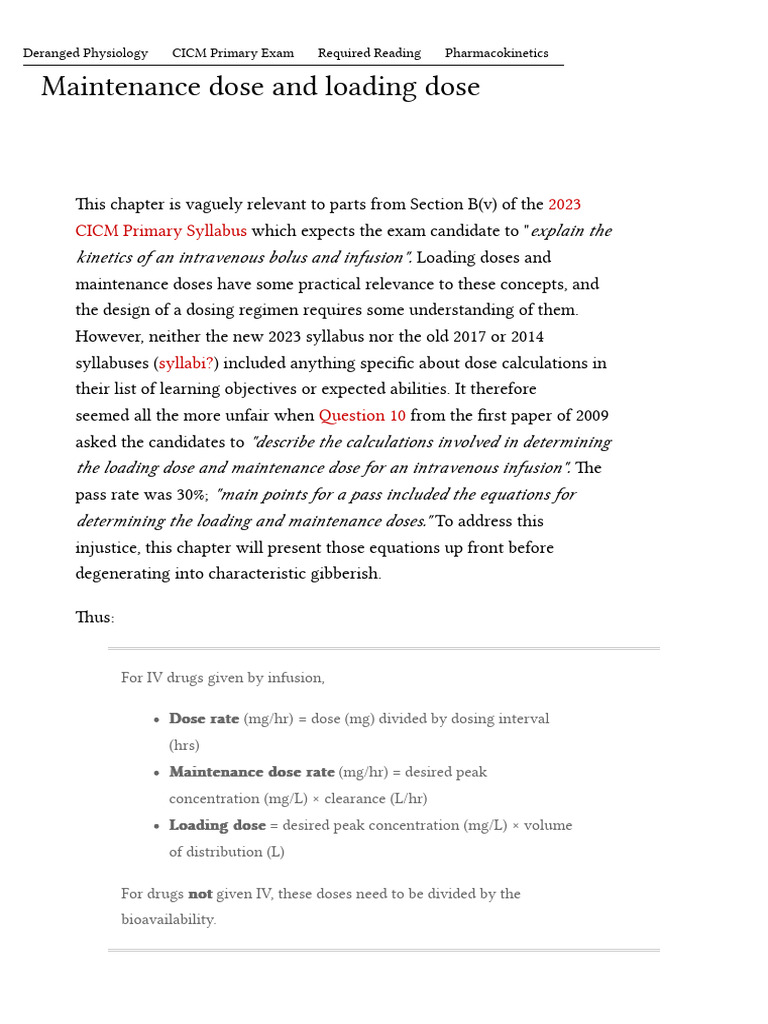 Loading vs. Maintenance Dose Explained | PDF | Bioavailability ...