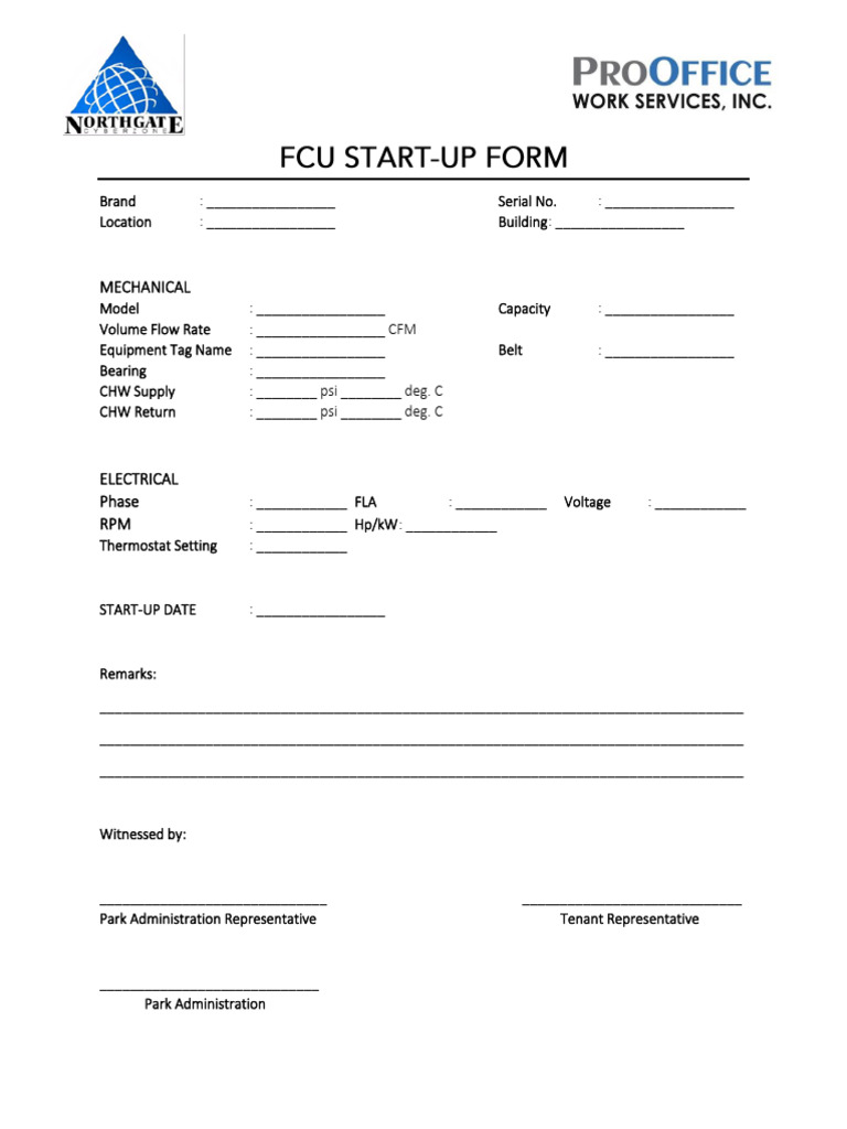 FCU Start-Up Form Template | PDF