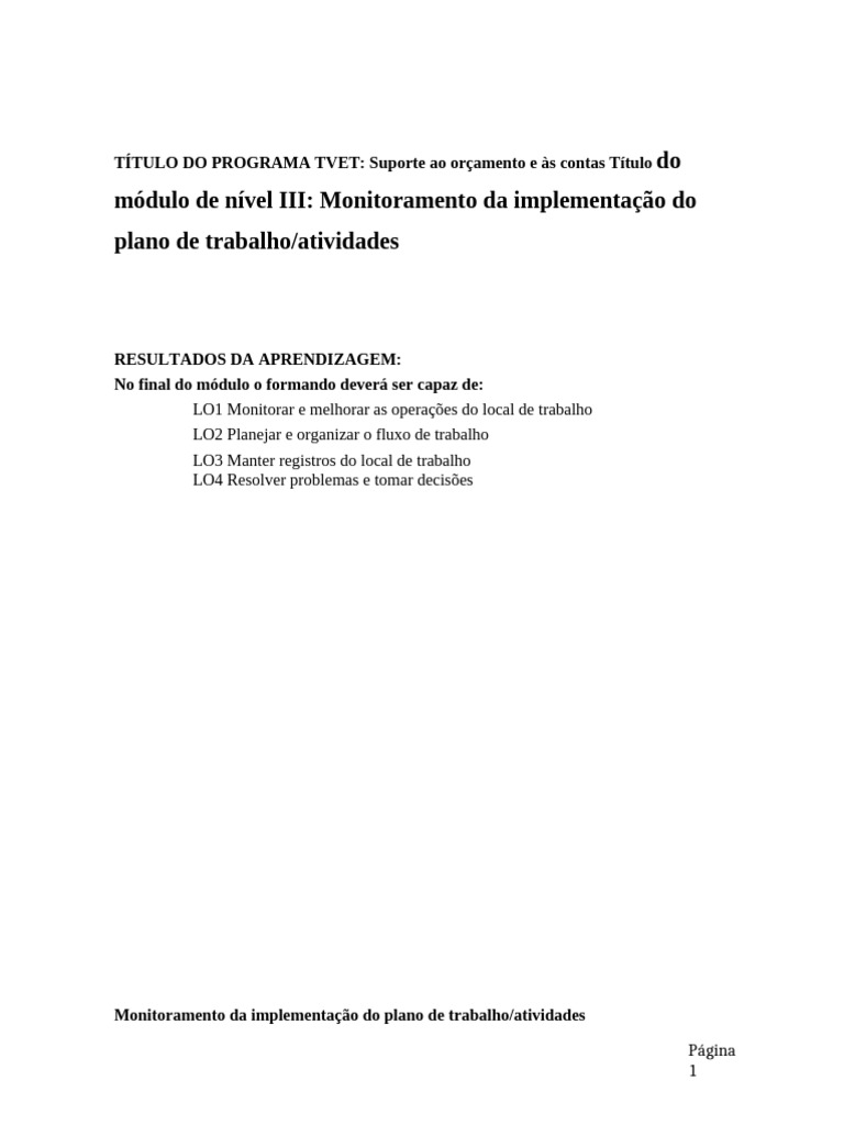 Monitoramento e Melhoria de Operações | PDF | Planejamento | Tempo