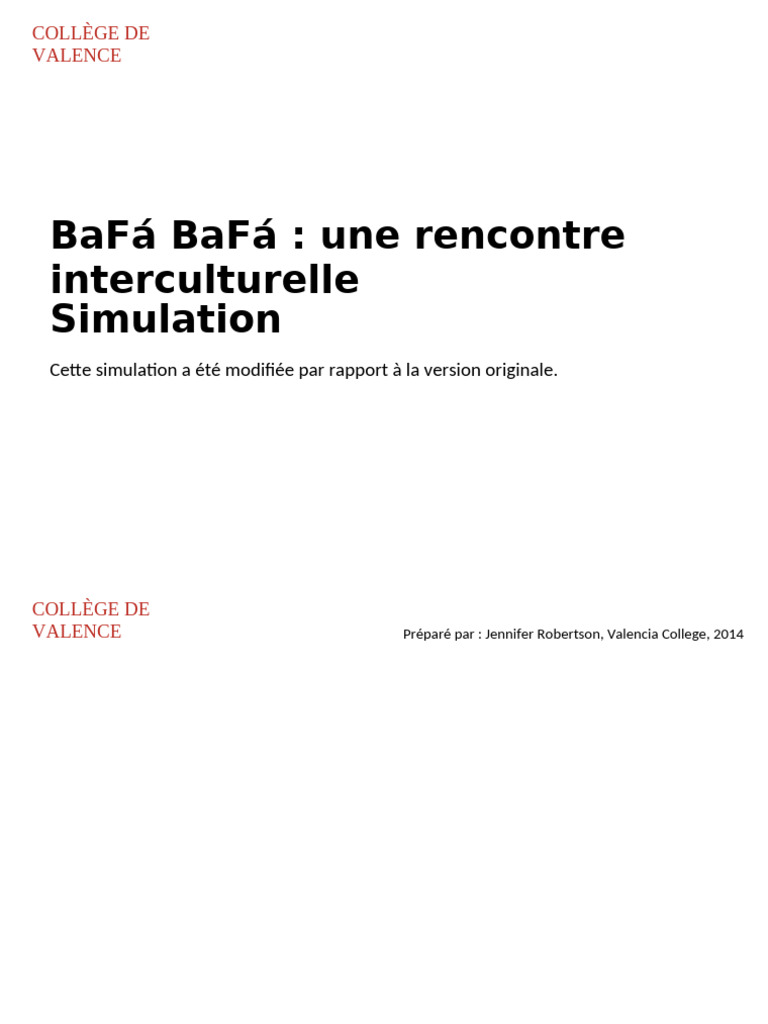 Simulation interculturelle BaFá BaFá | PDF | Interculturalisme | Cognition