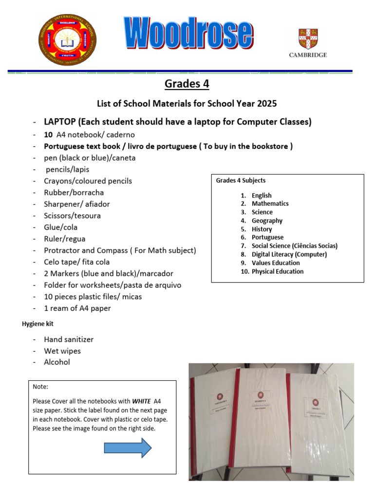 Grade 4 School Supplies List 2025 | PDF