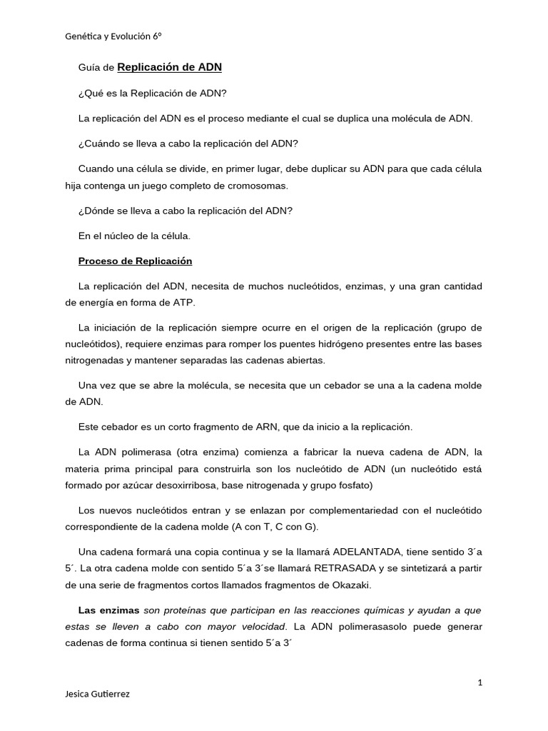 Proceso de Replicación del ADN | PDF | Replicación De Adn | Adn