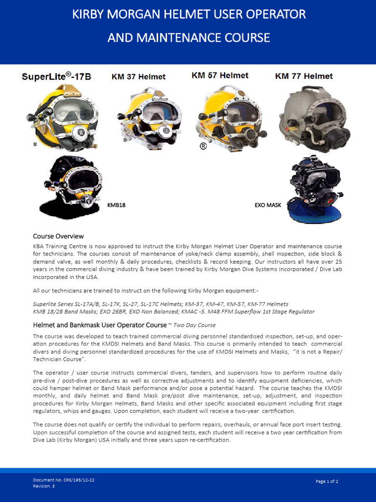 195 Kirby Morgan Helmet User Operator and Maintenance Course | PDF ...