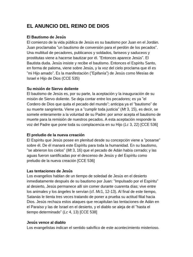 Anuncio del Reino de Dios en Jesús | PDF | Jesús | Reinado y reino de dios