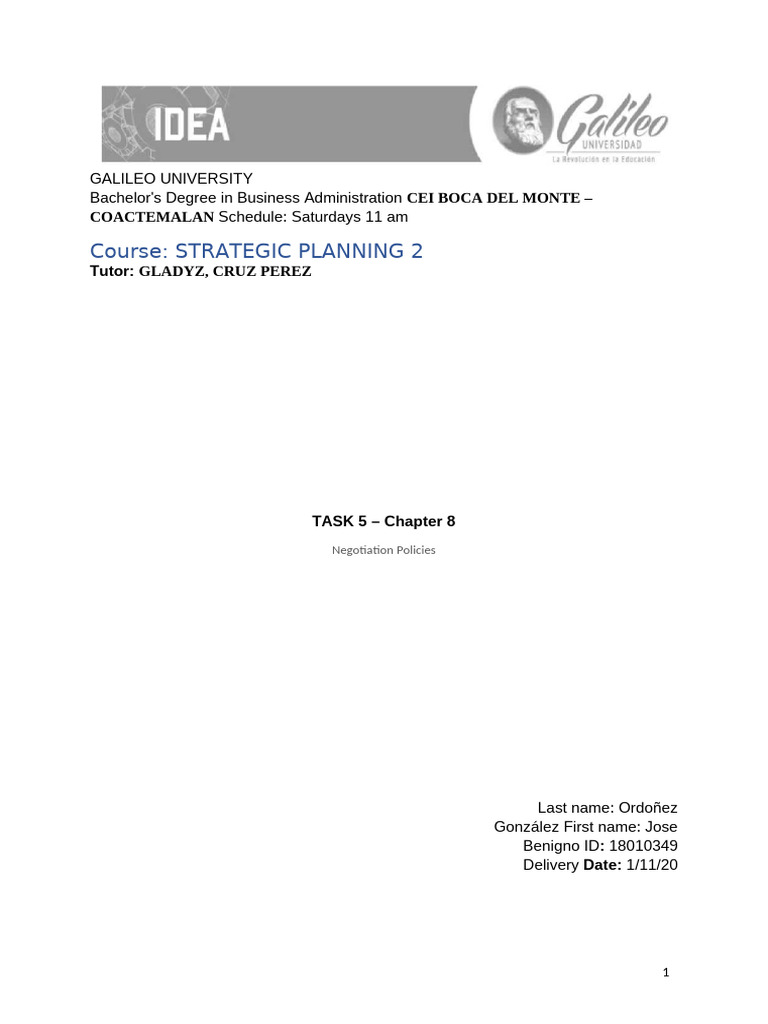 TASK 5 - Chapter 8 Planning | PDF | Swot Analysis | Cognition