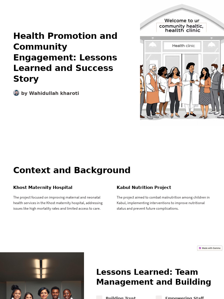 Health Promotion and Community Engagement Lessons Learned and Success ...