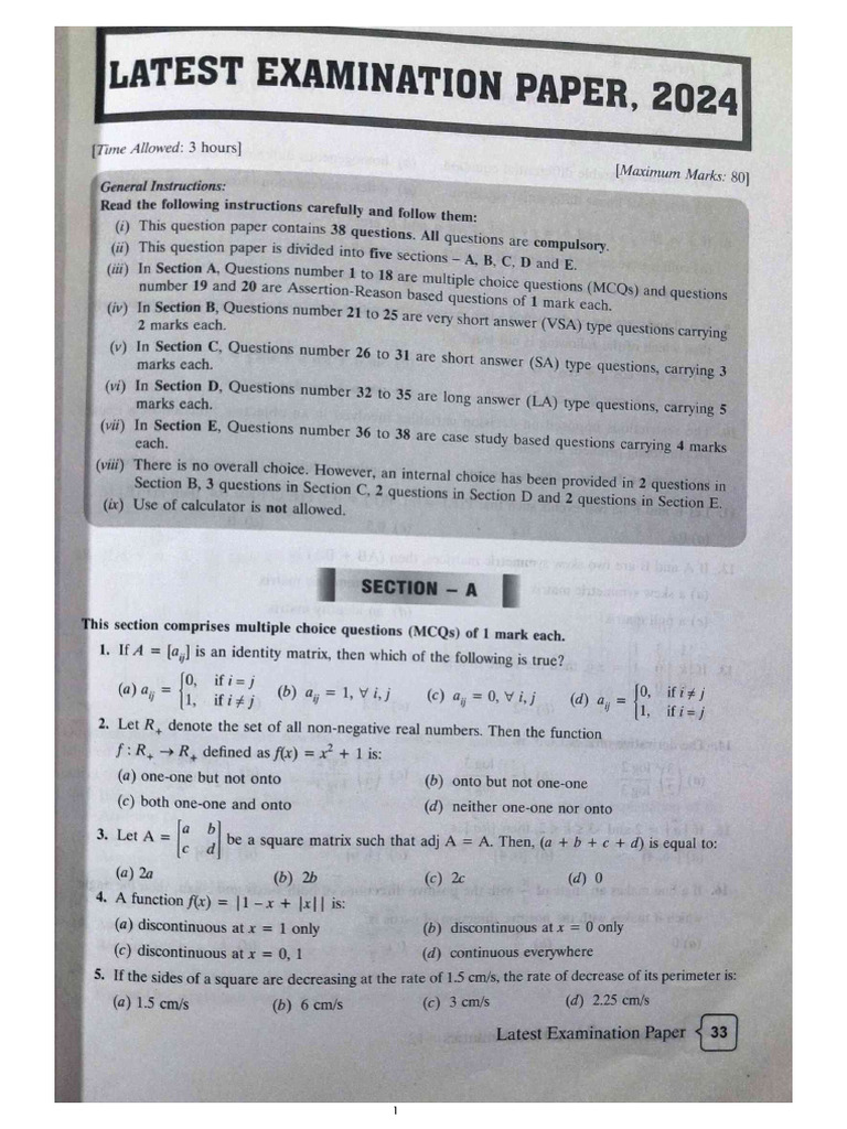 Class 12, Sample Paper 2 | PDF