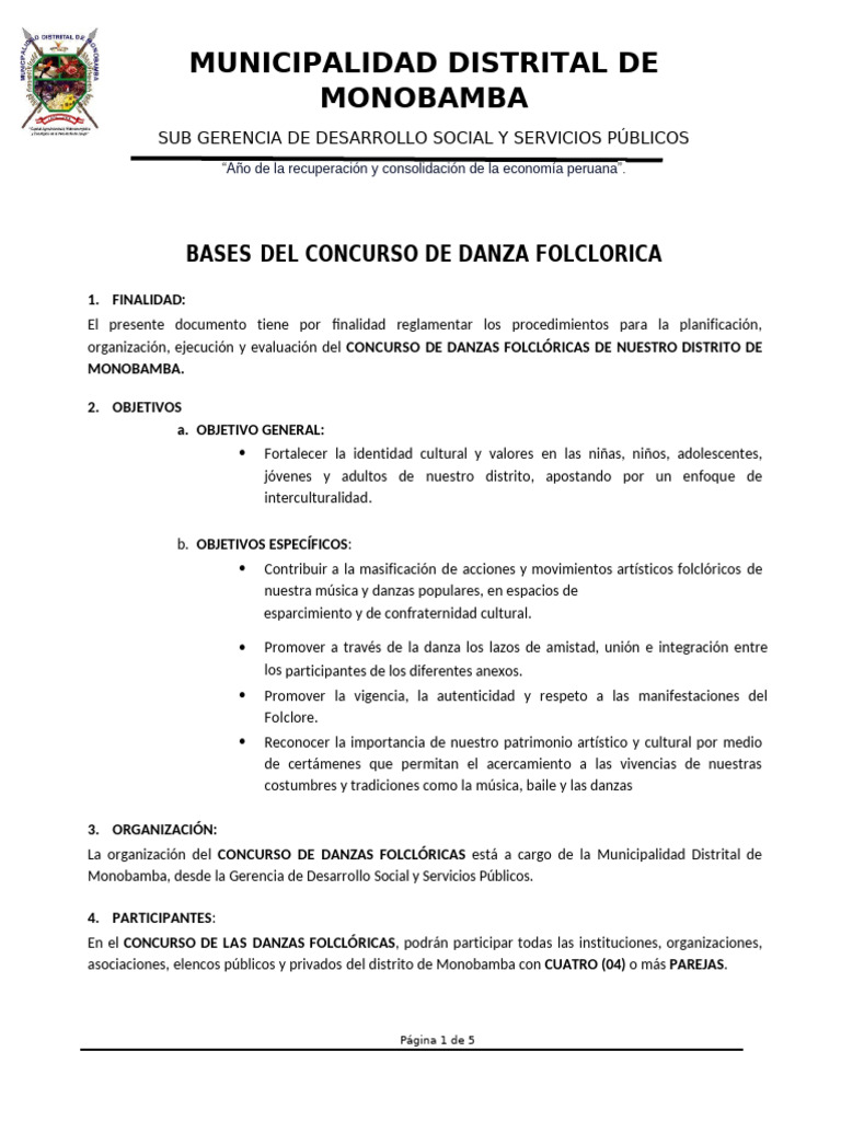 Bases Concurso de Danzas Folclóricas 2025 | PDF | Bailes | Folklore