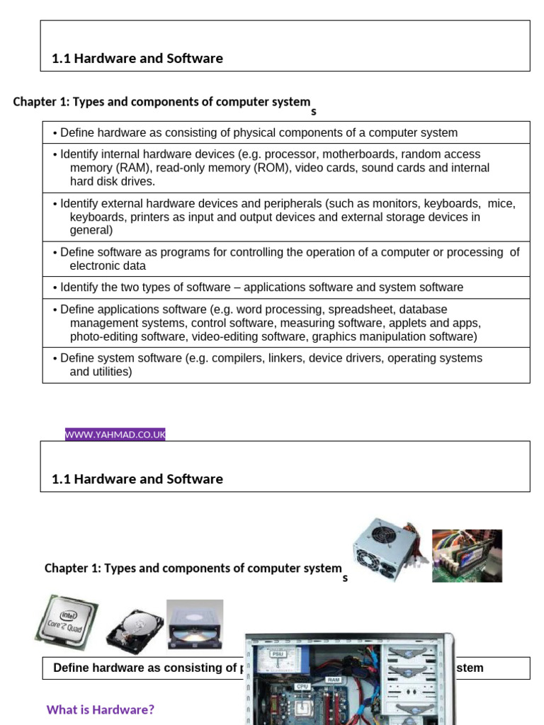 1.1 Hardware and Software-1 | PDF | Computer Hardware | Disk Storage