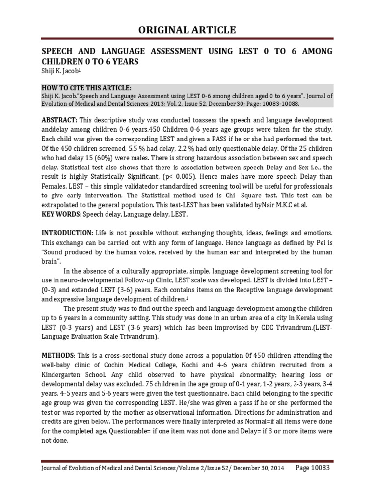 Speech and Language Delay in Children 0-6 | PDF | Cognition | Linguistics