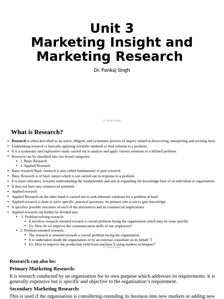 Unit 3 Marketing Insight and Marketing Research | PDF | Marketing ...