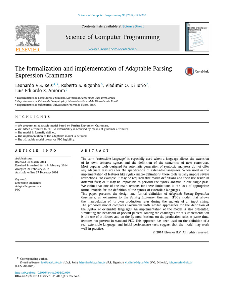 Adaptable Parsing Expression Grammars | PDF | Parsing | Software ...