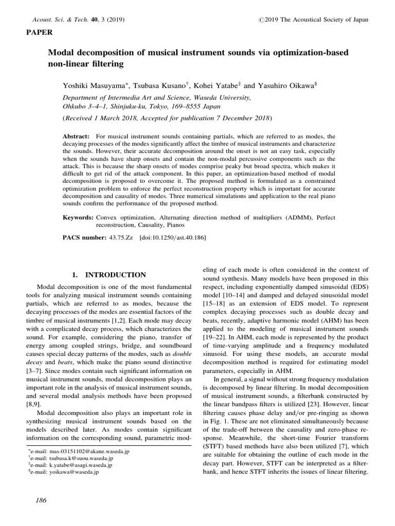 Modal Decomposition of Musical Instrument Sounds Via... (Yoshiki ...