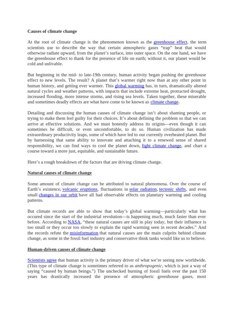 Human Causes of Climate Change | PDF | Climate Change | Greenhouse Gas