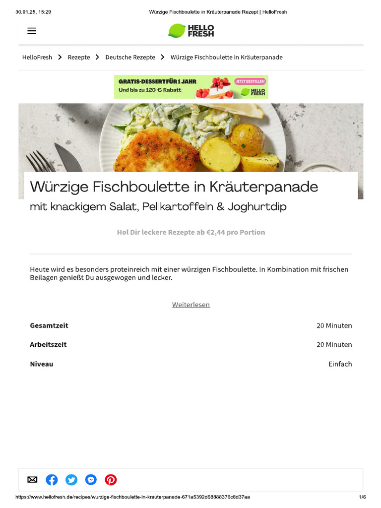 Würzige Fischboulette in Kräuterpanade Rezept - HelloFresh | PDF