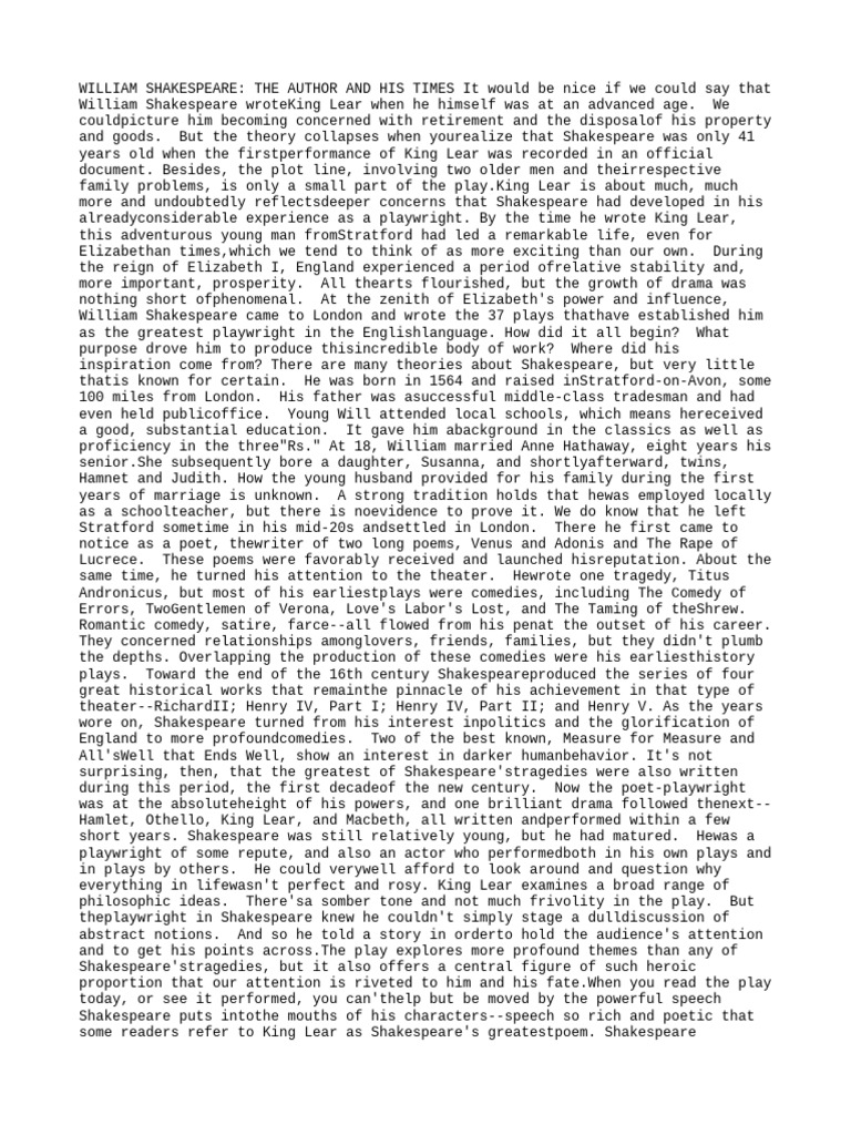 King Lear: Themes and Character Analysis | PDF | King Lear | Thou