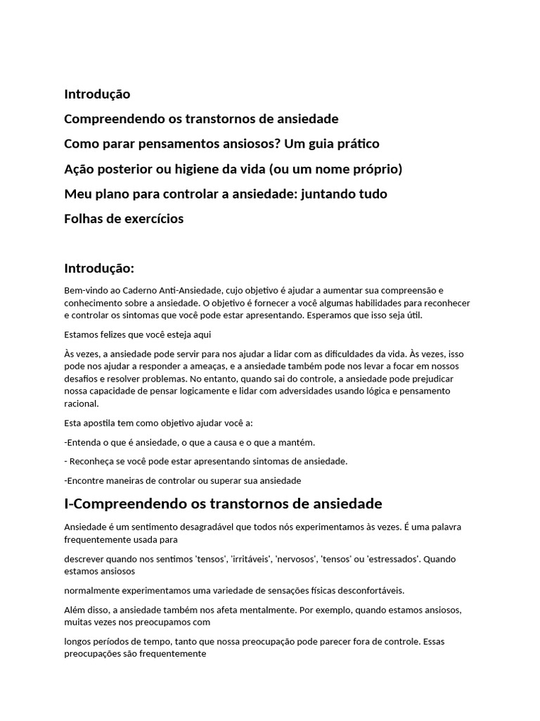 Guia Prático para Controlar a Ansiedade | PDF | Ansiedade | Pensamento