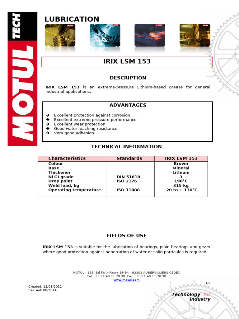 IRIX LSM 153 Lithium Grease Overview | PDF | Materials | Mechanical ...