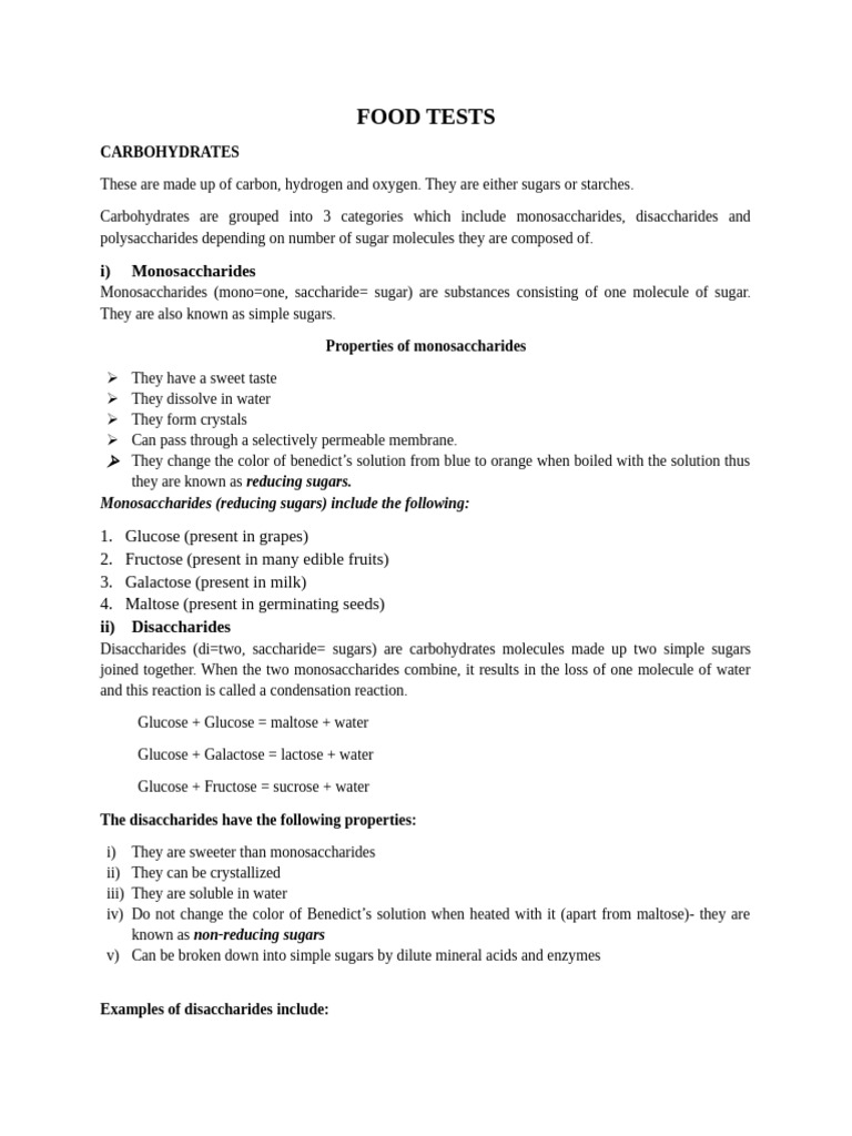 Sugar Testing Methods in Foods | PDF | Glucose | Sugar