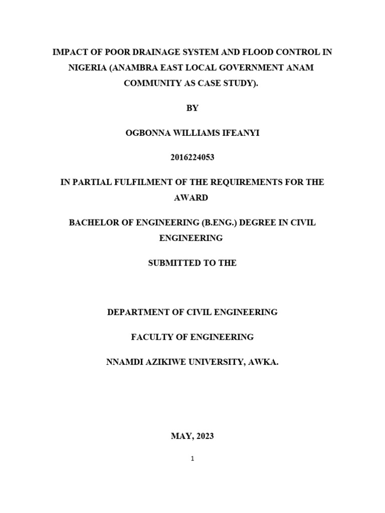 Effects of Poor Drainage in Anambra | PDF | Flood | Drainage Basin