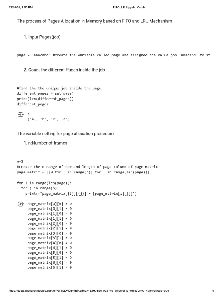 Memory Page Allocation: FIFO & LRU | PDF | Computer Programming