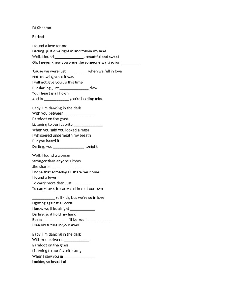 Ed Sheeran Perfect - 1 | PDF