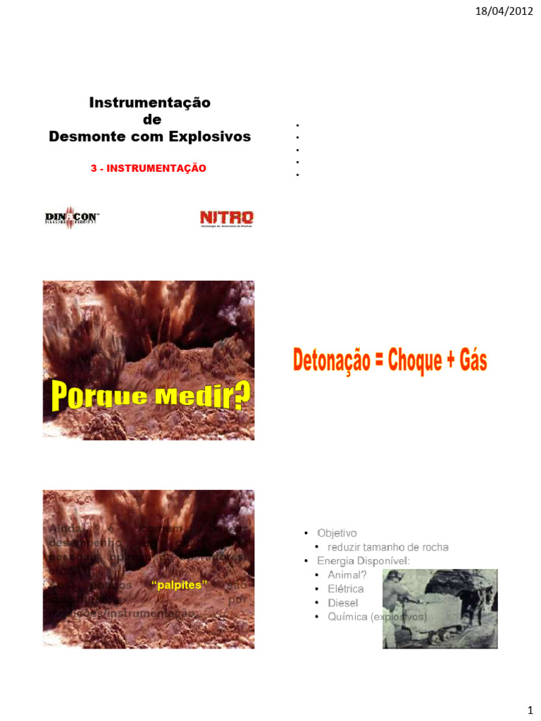 Desempenho em Desmonte com Explosivos | PDF