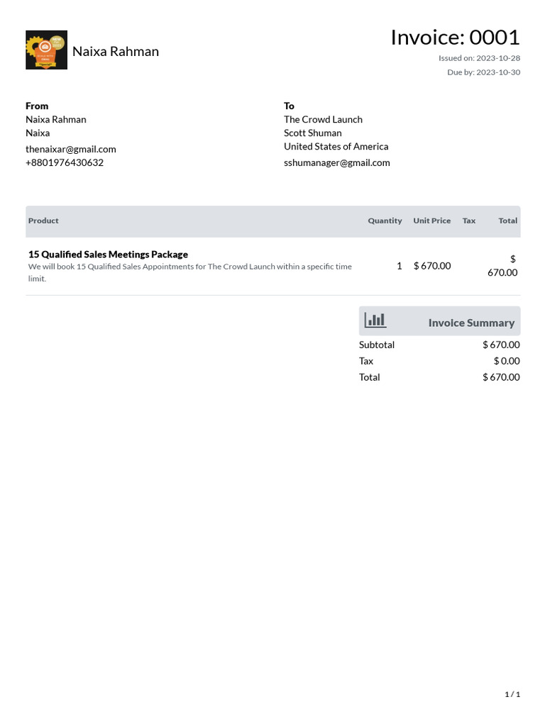 Invoice of Scott | PDF