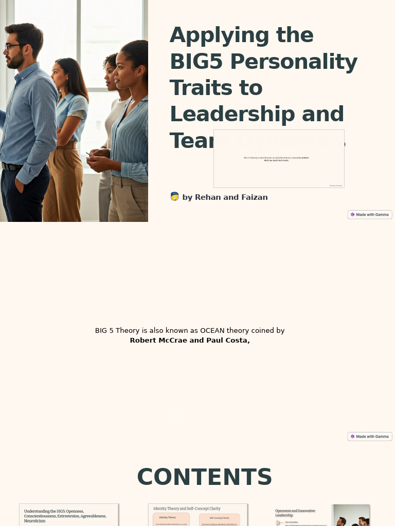 BIG5 Personality Traits in Leadership | PDF | Extraversion And ...