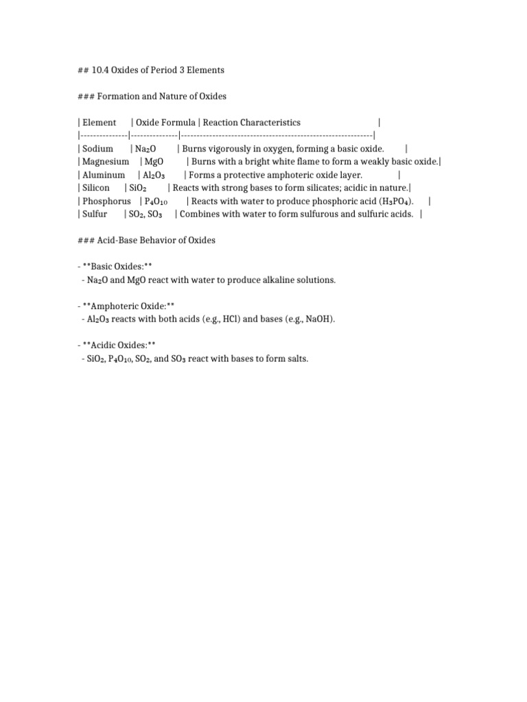Period 3 Element Oxides Overview | PDF