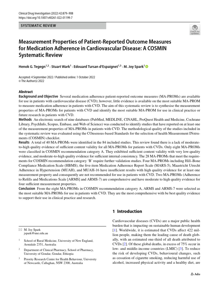 Measurement Properties of Patient Reported Outcome Measures For ...
