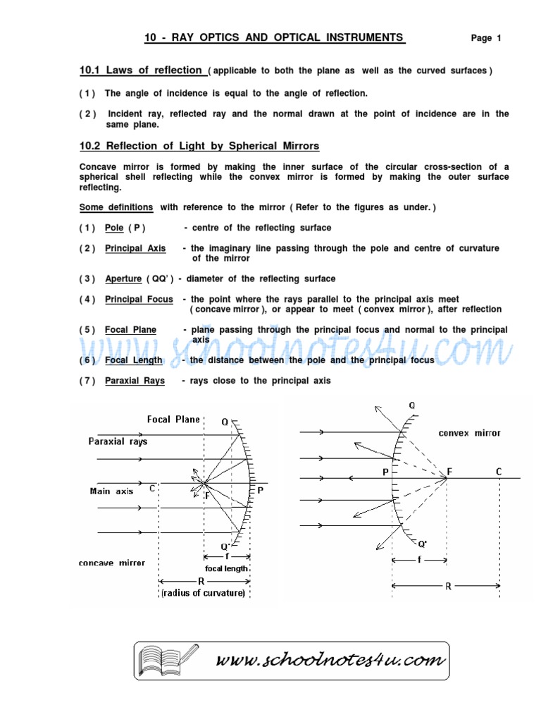 10 (T) - Ray Optics and Optical Notes) | PDF