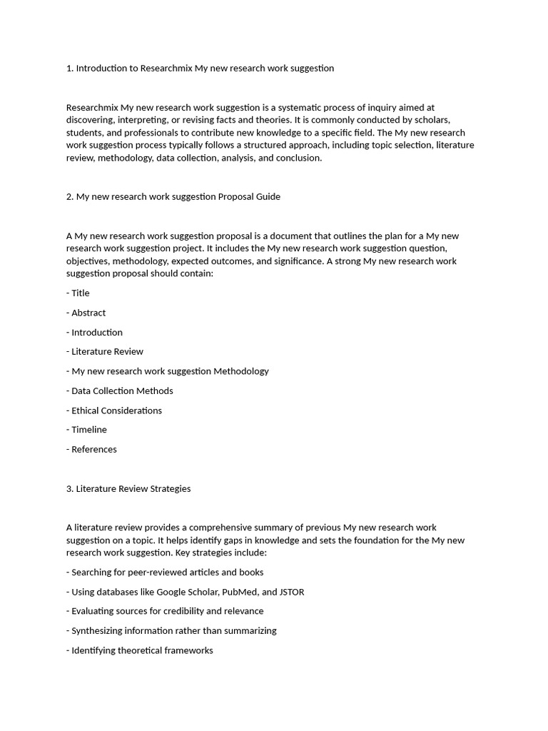 Researchmix: Guide to Proposing Studies | PDF
