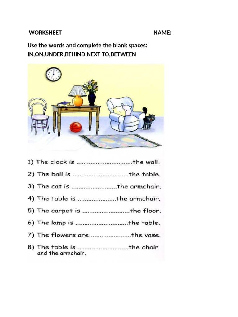 In On Under Between and Objects in The House | PDF