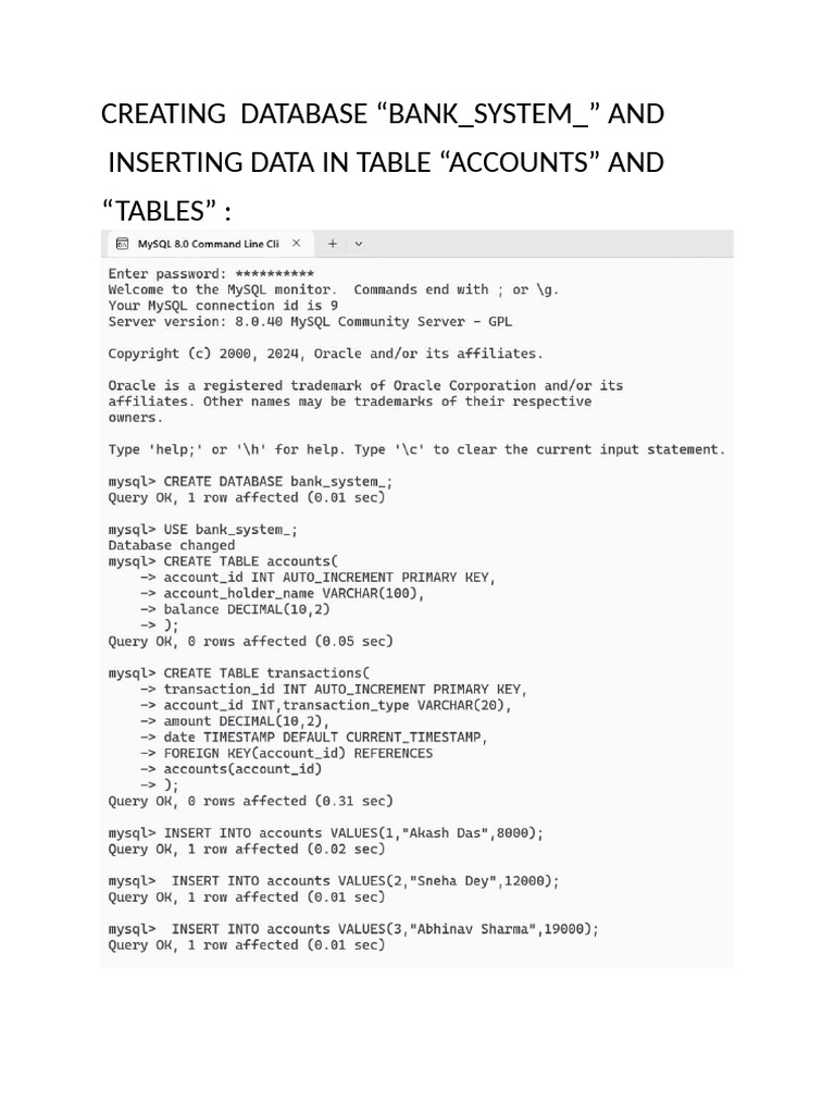 Computer Project On Bank Management System Full Ready PDF Class12 | PDF