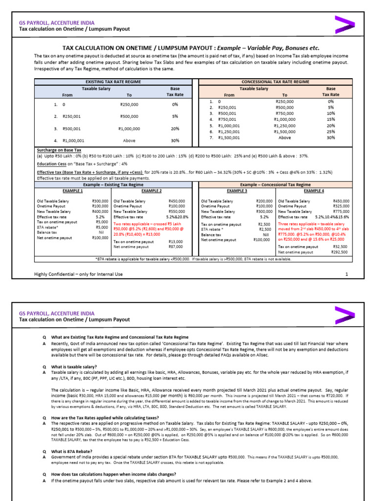 Tax Calculation for Onetime Payouts | PDF | Tax Bracket | Taxes